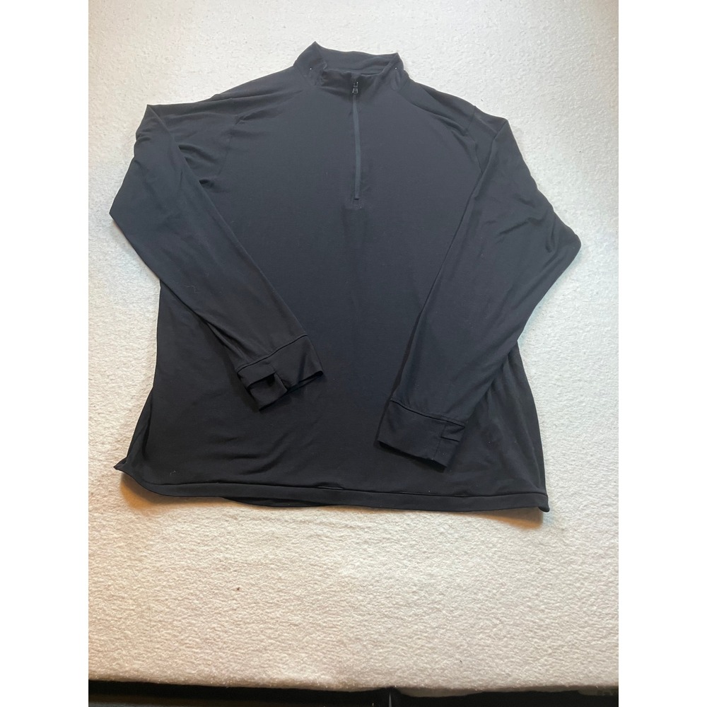 Old Navy Active Quarter Zip Pullover Mens Large Black Mock Neck Long Sleeve Top